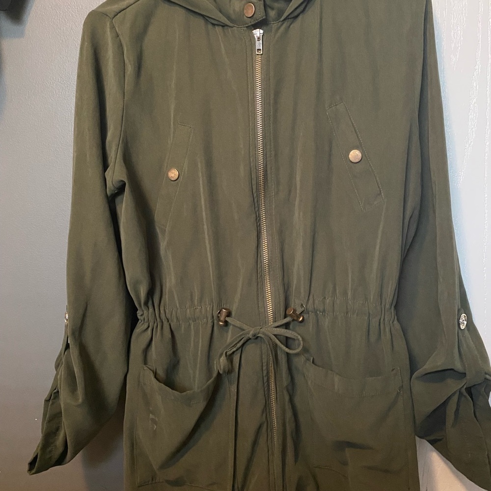 women’s olive green jacket, medium, sweet wanderer